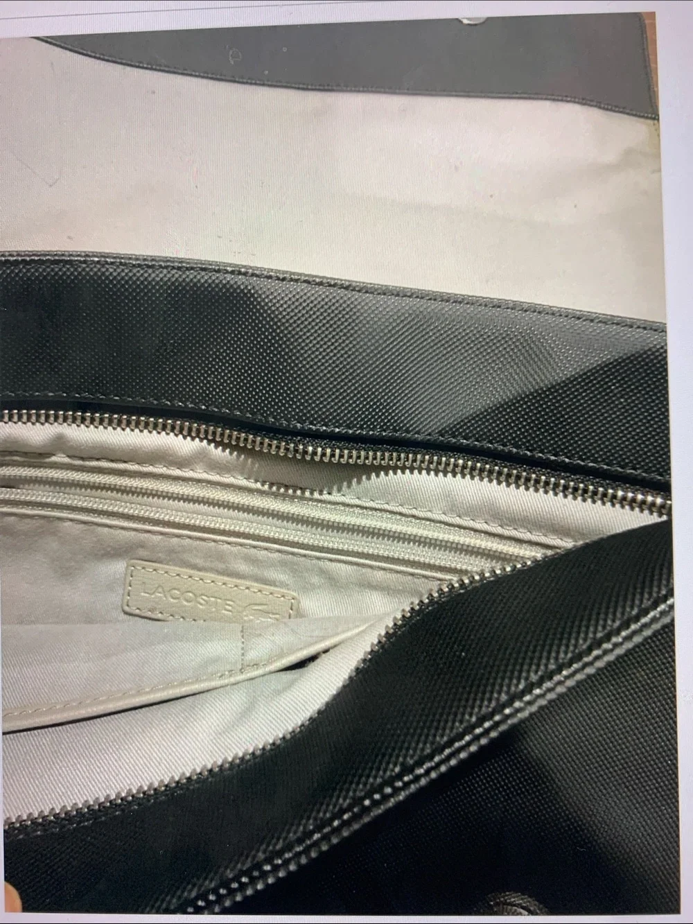 Lacoste Black Men’s Messenger Bag - Classic Leather-Style Shoulder Bag